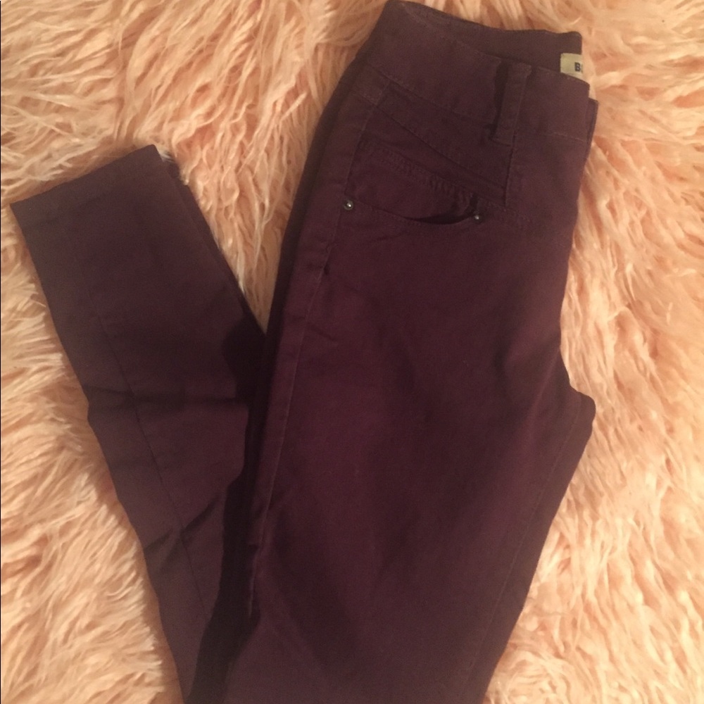 Dark red high waisted skinny jeans